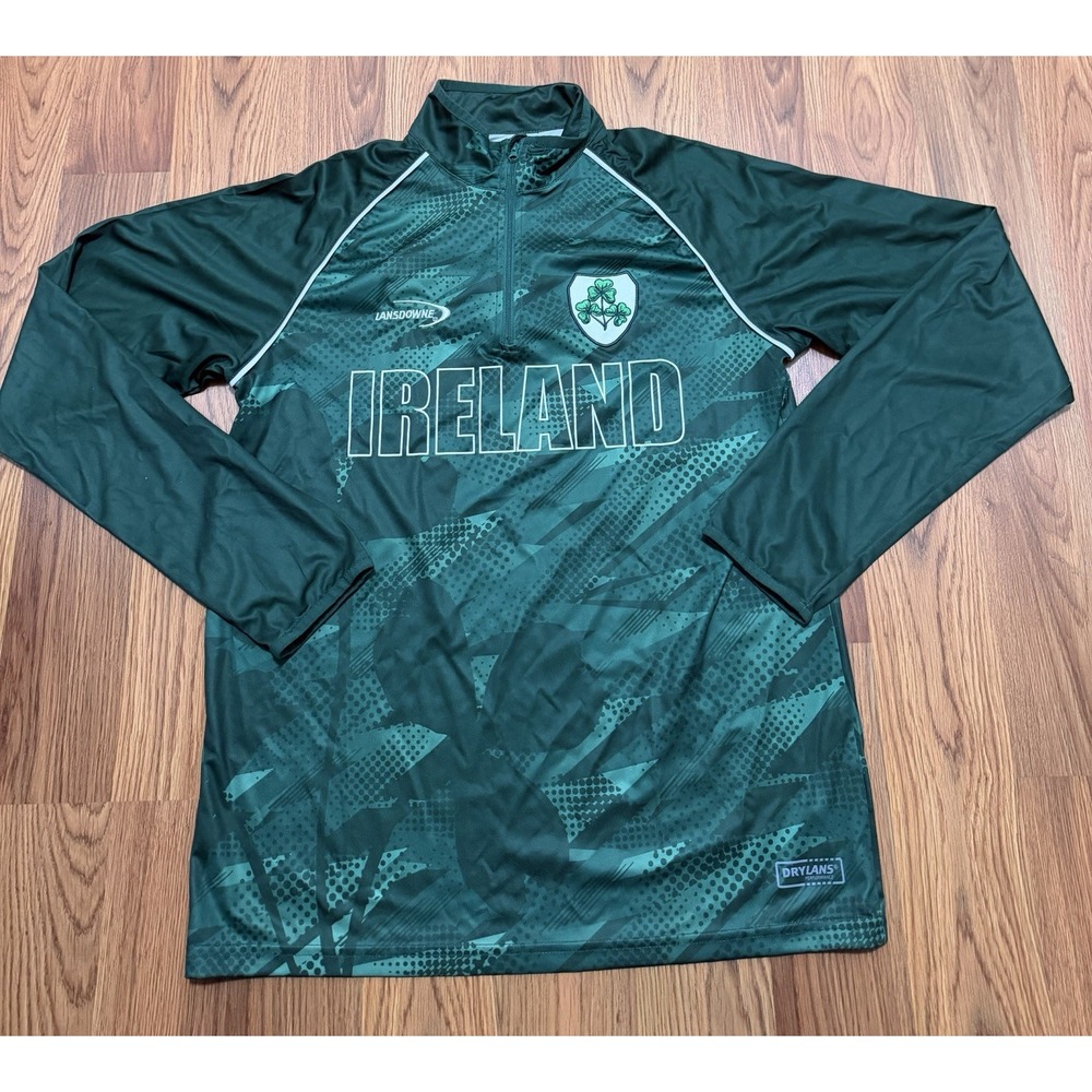 Ireland Rugby Quarter Zip Pullover Mens Medium Lansdowne DryLans Green